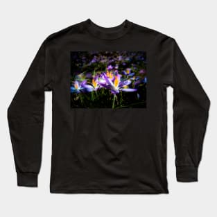 purple flowers, flower meadow, spring, blossoms, floral Long Sleeve T-Shirt